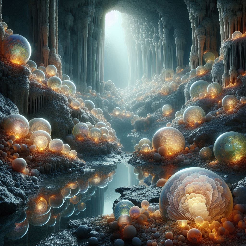 Sebya's Hall, an ancient cave hidden on Yorkshire's coastline not far out of Thornwick and only accessible by boat, said to be the home of an ancient goddess of beauty, within are found numerous of the rarer rose formation of tea crystals