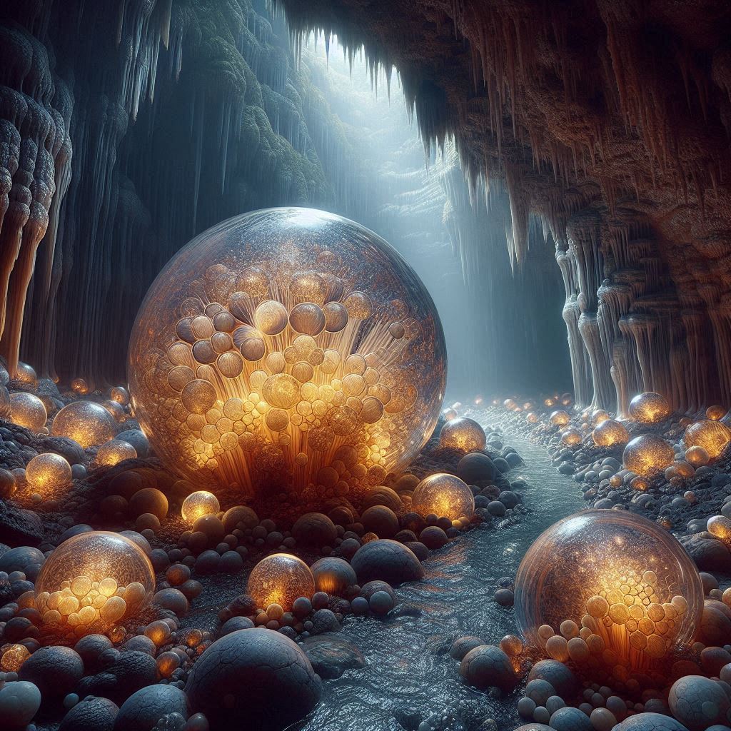 This is known as a spongiform crystal, each internal orb is actually another crystal being created, an indication of the strength and purity of this tea seam